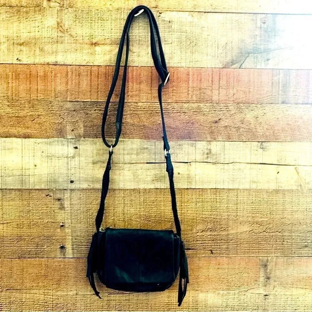 Day & Mood Leather Fringed Crossbody Bag